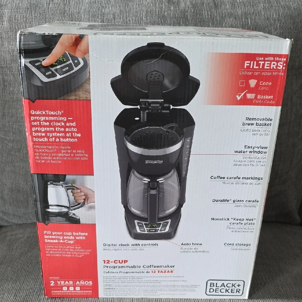 Black‎ & Decker 12-Cup Programmable Coffee Maker With Digital Controls, New